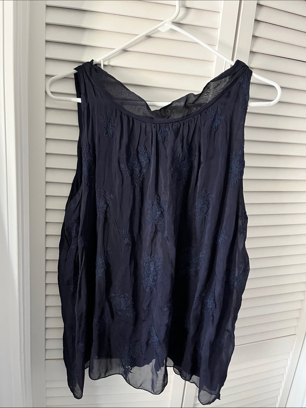 Angels Navy Sleeveless Embroidered Camisole